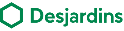 Desjardins logo with a green hexagon and white house icon