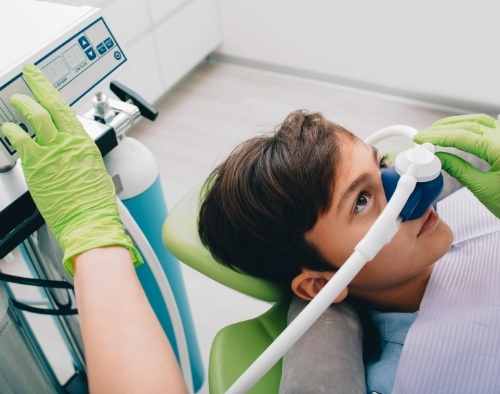 Patient undergoing comfortable nitrous oxide sedation at Promenade Village Dental