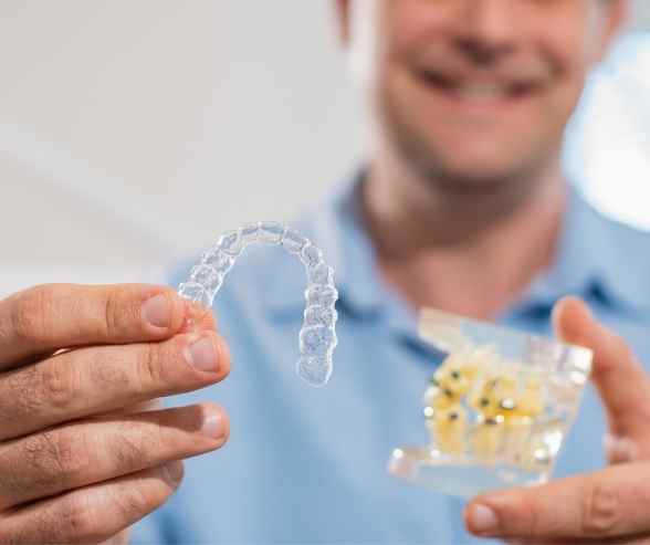 Thornhill dentist reviewing clear aligner plan